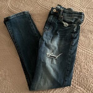 Old Navy Dark Blue Distressed Slim Jeans Size 12
